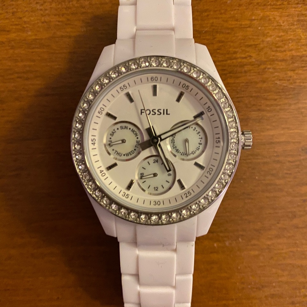 White Fossil Watch